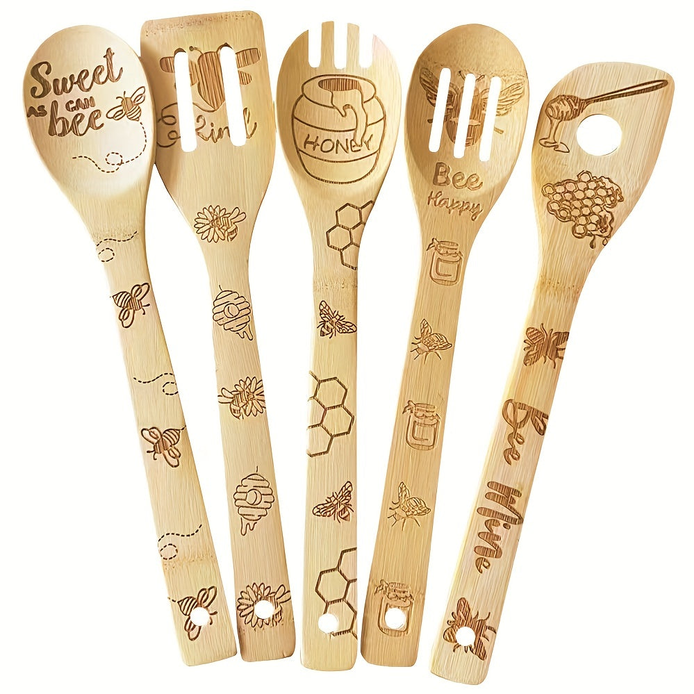 6pcs Bamboo Kitchen Utensils Set for Christmas and Halloween