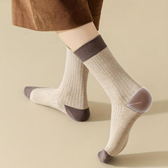 Colorblock Crew Socks 7 Pairs Women's Mid Tube Stockings