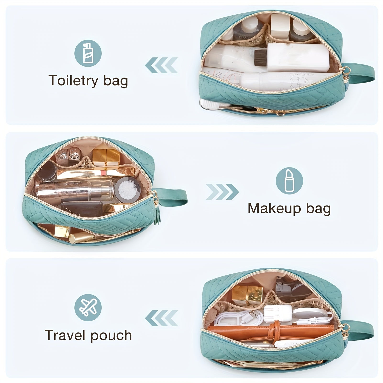 Travel Zipper Pouch Cosmetic Toiletry Bag Makeup Accessories Organizer