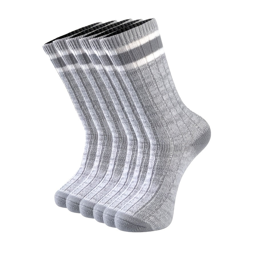3 Pairs Striped Crew Socks Comfy & Breathable College Style Socks Women's Stocki