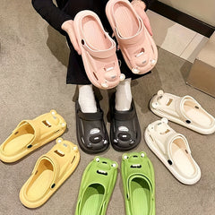 Women's Bear Clogs Slip On Beach Shoes Hollow Out Breathable Shoes