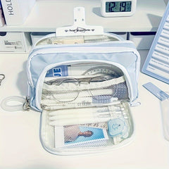 Large Capacity Pencil Case with Front Window, Stationery Box for Students