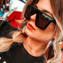 Oversized Flat Top Polarized Sunglasses Square Frame UV400