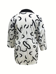  Stripe Print Blazer Abstract Lapel
