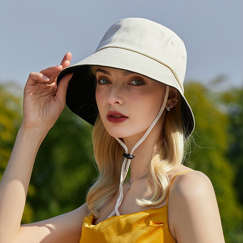 Casual Bucket Hat Solid Sunscreen Summer Sun Hat Women Cap