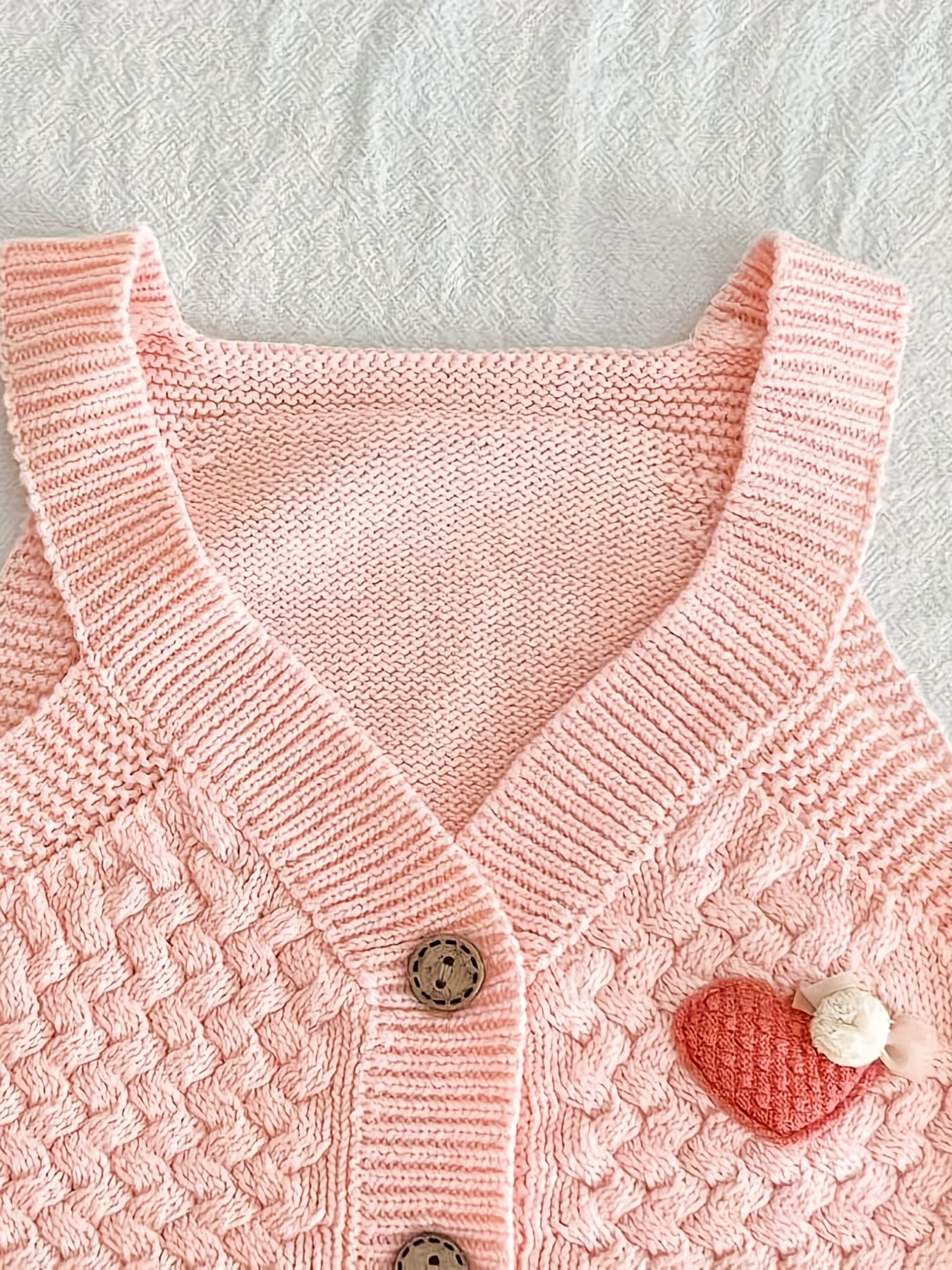 Baby Girl Love Knitted Vest Coat V Neck Botton Cotton Sweater