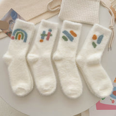 8 Pairs Cartoon Graffiti Socks Comfy & Fuzzy Women's Stockings