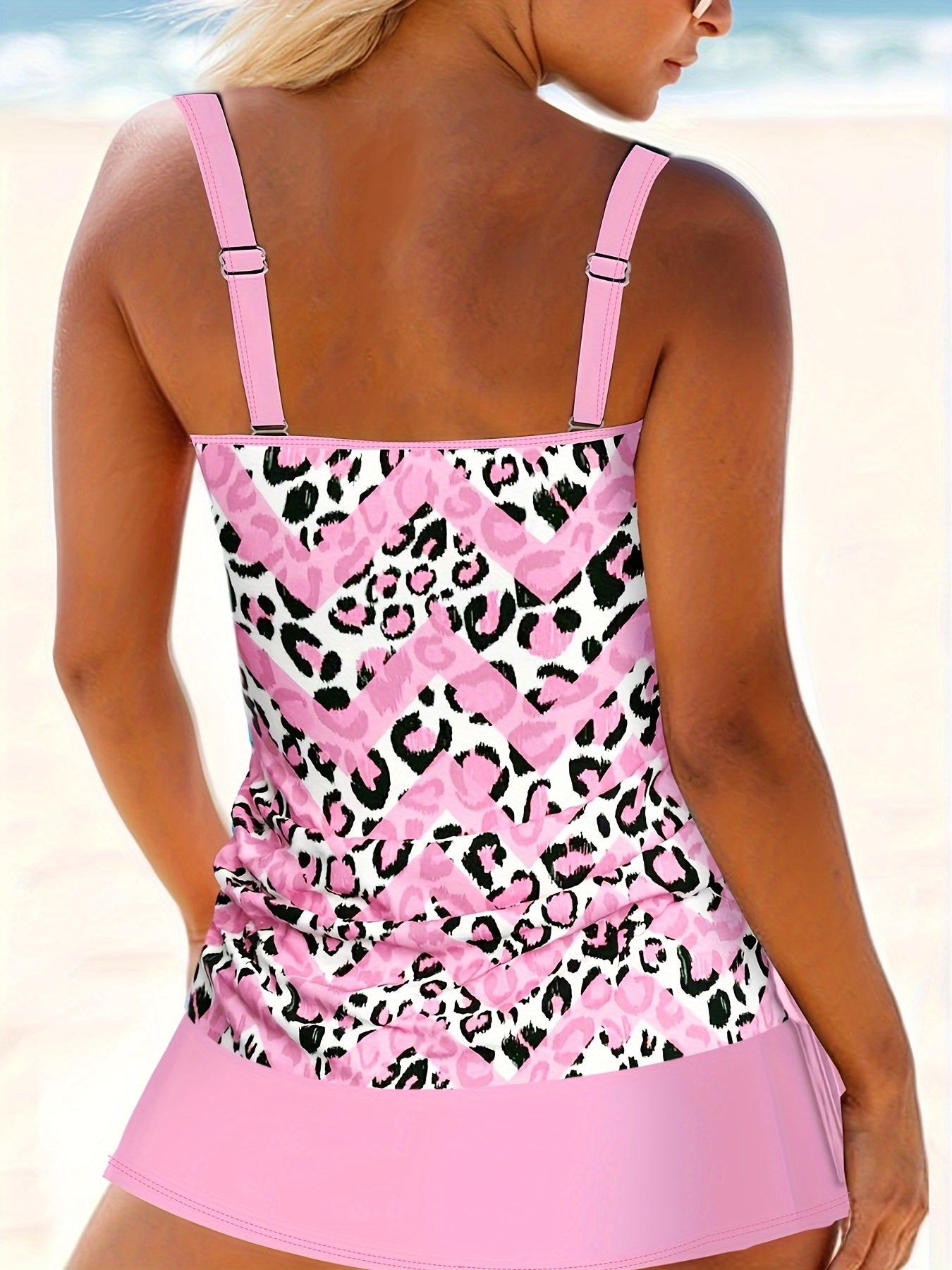  Chevron & Leopard Print Tankini Set