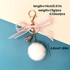 Bow Plush Ball Bag Pendant Key Chain Car Key Chain