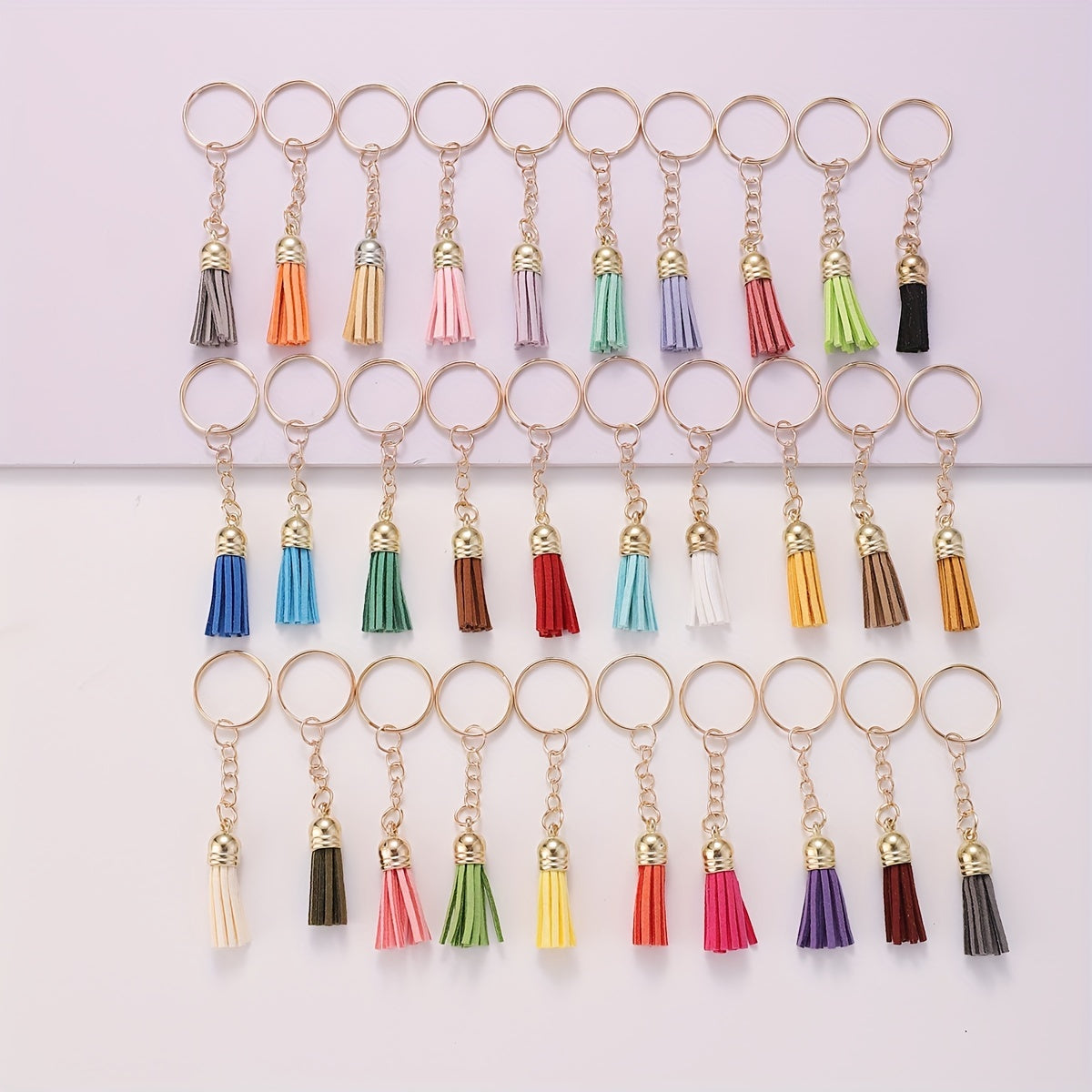 30pcs PU Leather Tassel Keychain Key Ring Bag Charm Favors Ornaments