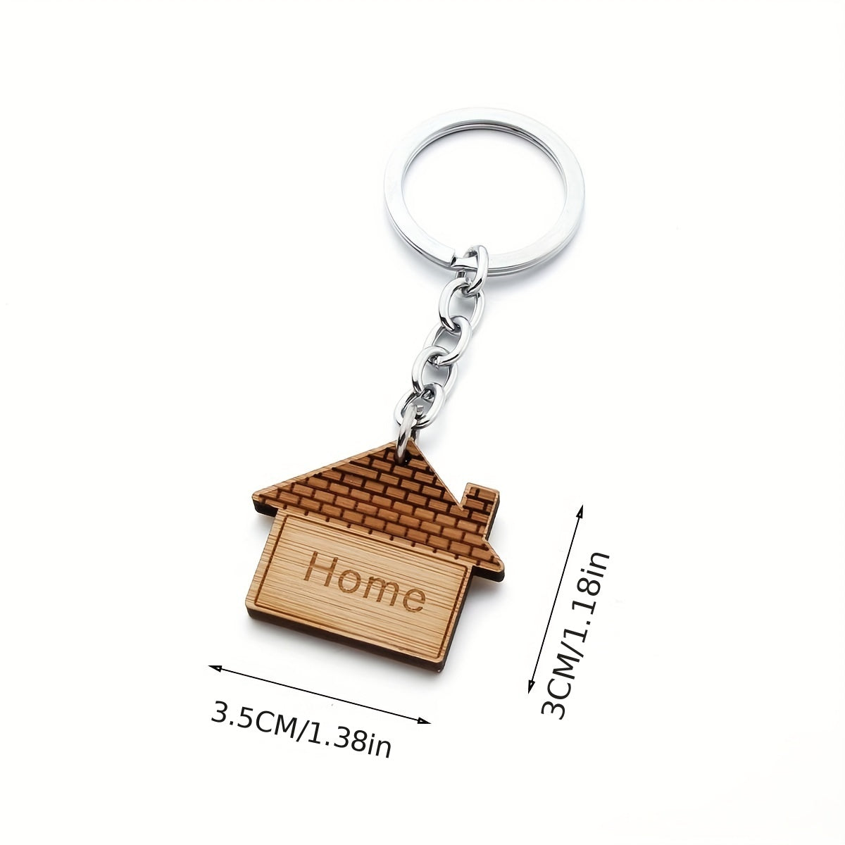 Cartoon Home Keychain Wooden Key Ring Purse Bag Backpack Car Key Charm Gift