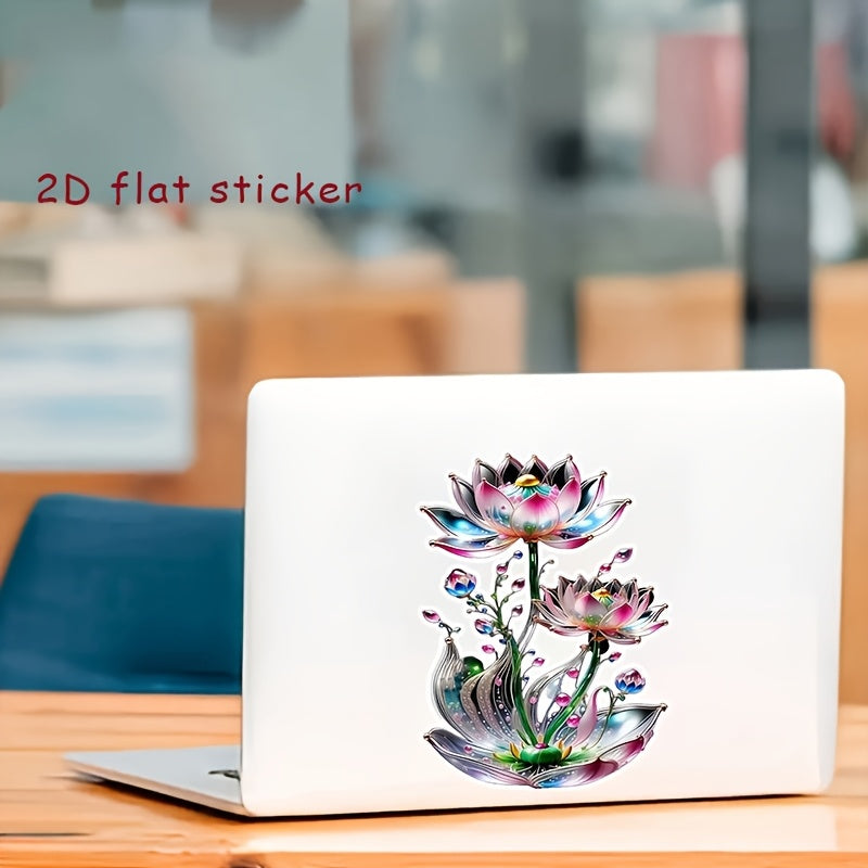 Vibrant Lotus Vinyl 2D Flat Sticker Waterproof Scratch Resistant
