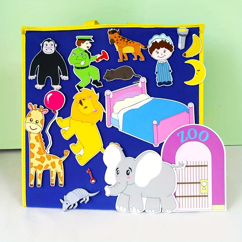 Good Night Gorilla Book Felt Toy Set with Magic Stickers & Bag