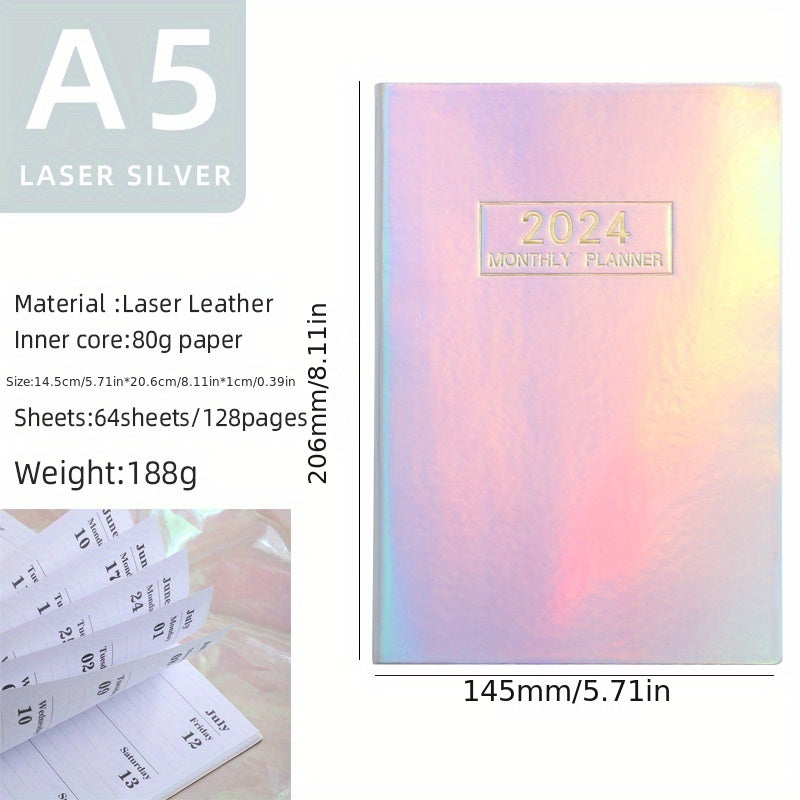 Colorful A5 English Calendar Book Laser Starlight Thin Weekly Notebook