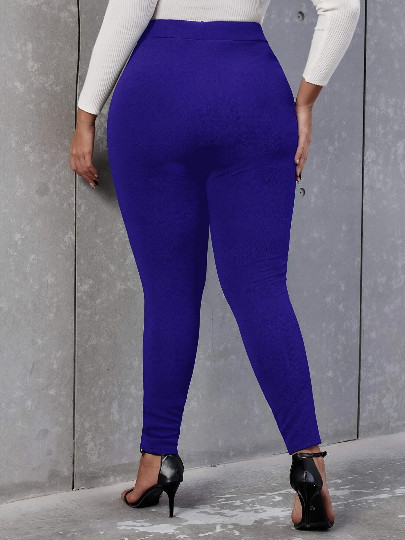  High Rise Double Breast Decor Skinny Pants