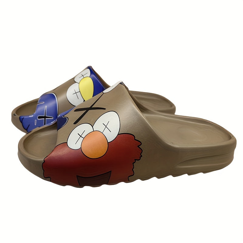 Men's Anime Print Non Slip Platform Slides Soft Sole Cloud Slides