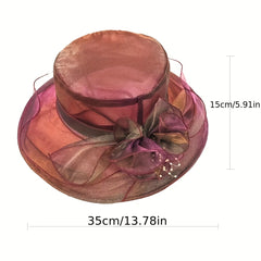 Gradient Organza Derby Hat Bucket Hats Travel Beach Hat Women