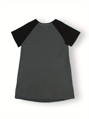  Snowflake Slogan Print Round Neck Tee Sleep Dress