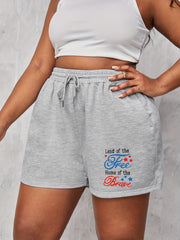  Star & Letter Print Drawstring Shorts