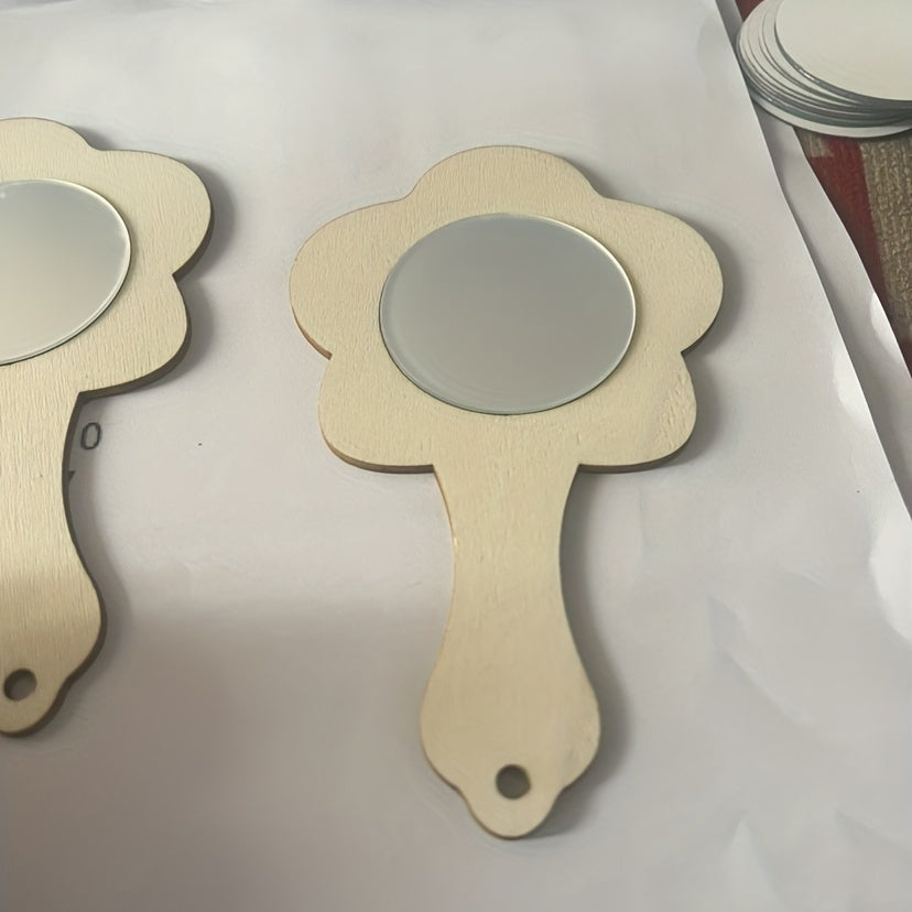 12pcs Mini Wooden Graffiti Mirrors for DIY Painting