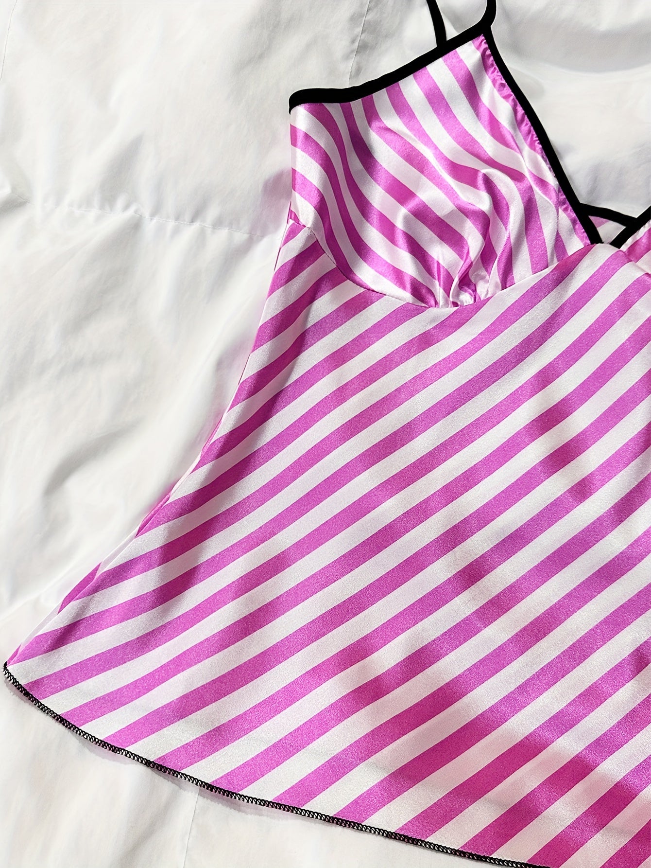 Stripe Print Pajama Set V Neck Cami Top & Pants Women's Loungewear