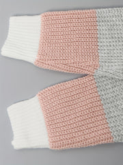  Colorblock Stripe Print Round Neck Jumper