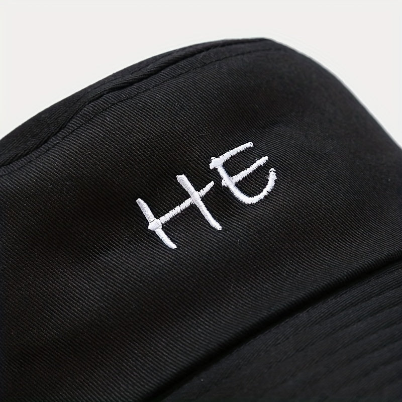 Foldable Bucket Hat with SHE HE Embroidery, Sun Hat for Men Women