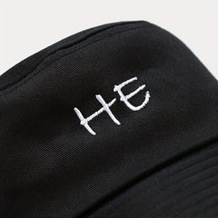 Foldable Bucket Hat with SHE HE Embroidery, Sun Hat for Men Women