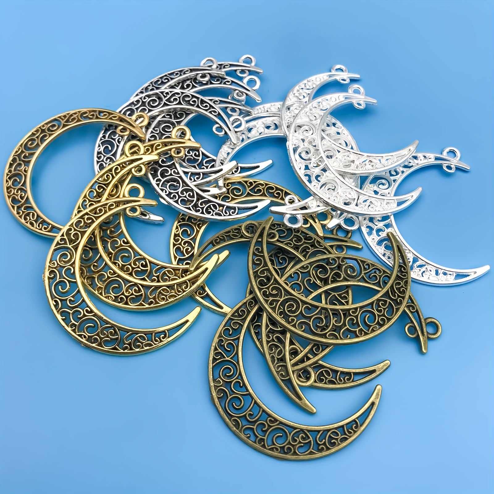 20pcs Mixed Crescent Shape Pendants for DIY Jewelry Making