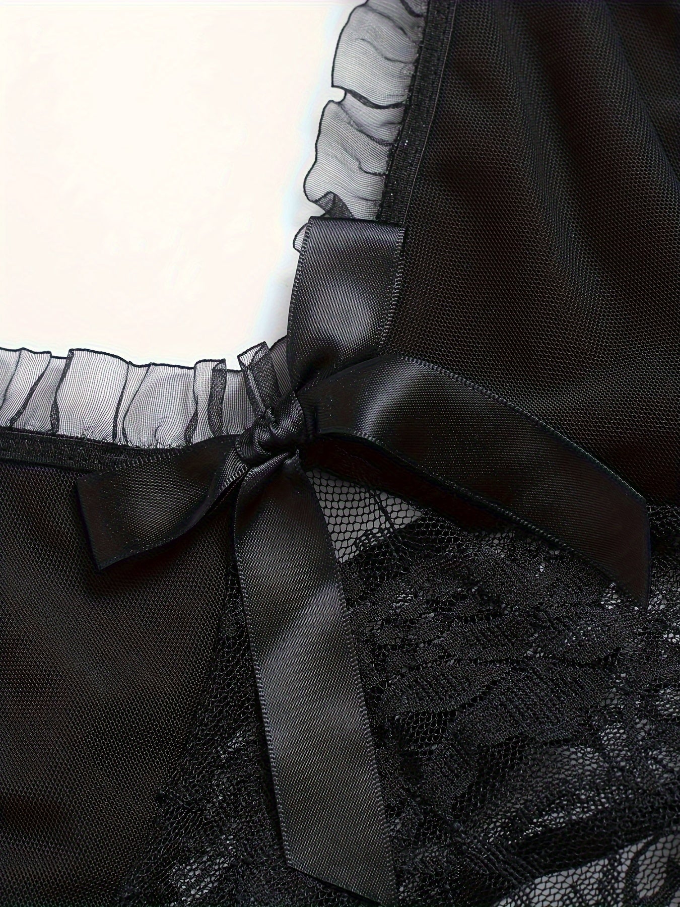  Lace Bow Ruffle Babydoll Dress