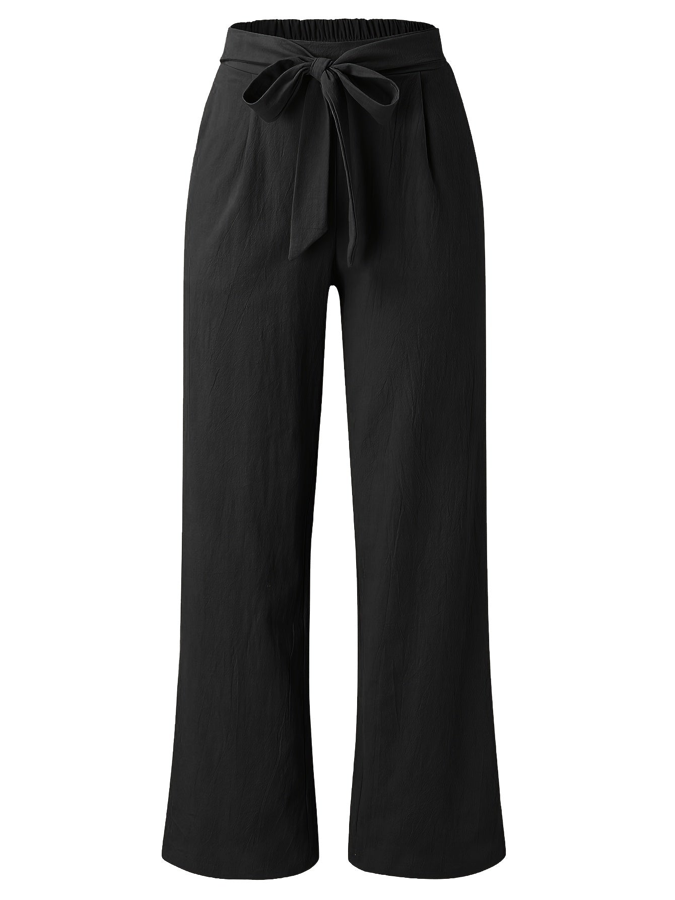 Women's Plus Elastic High Rise Wide Leg Trousers With Pockets