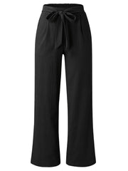 Women's Plus Elastic High Rise Wide Leg Trousers With Pockets