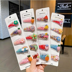 5 Pcs Sparkle Fruit Snap Hair Clips for Girls - Quicksand Bling Sequin Hairpins