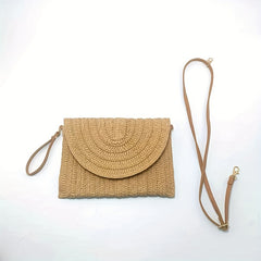Straw Clutch Bag Boho Style Crossbody Handbag