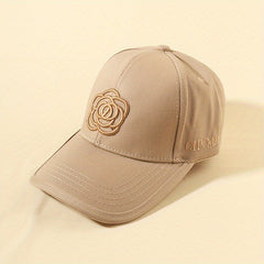 Camellia Embroidery Cotton Baseball Cap Block Sun Hat Adjustable Dad Hats