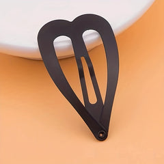 10pcs Solid Heart Barrette Metal Hair Clip Set