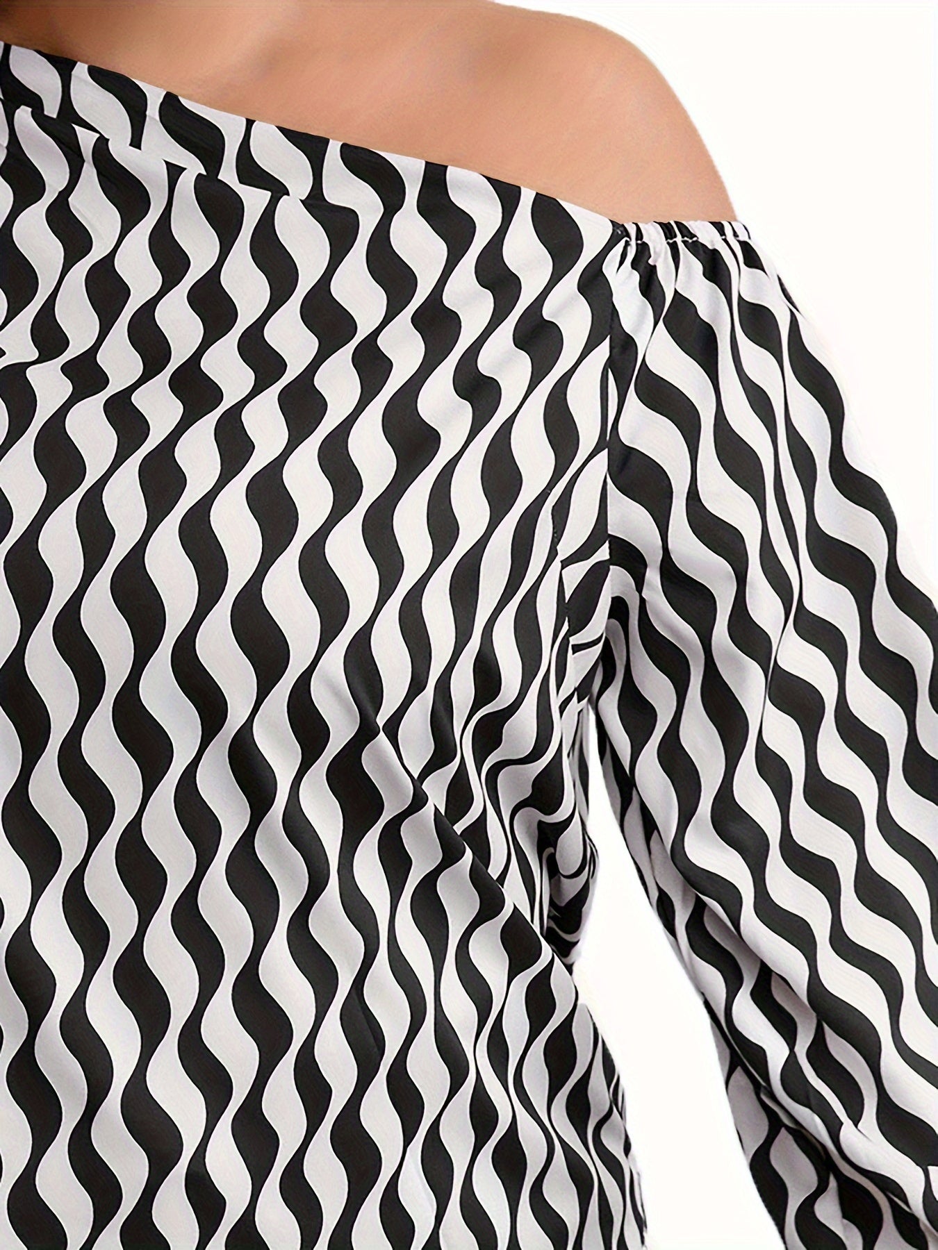  One Shoulder Lantern Sleeve Blouse