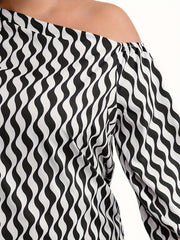  One Shoulder Lantern Sleeve Blouse