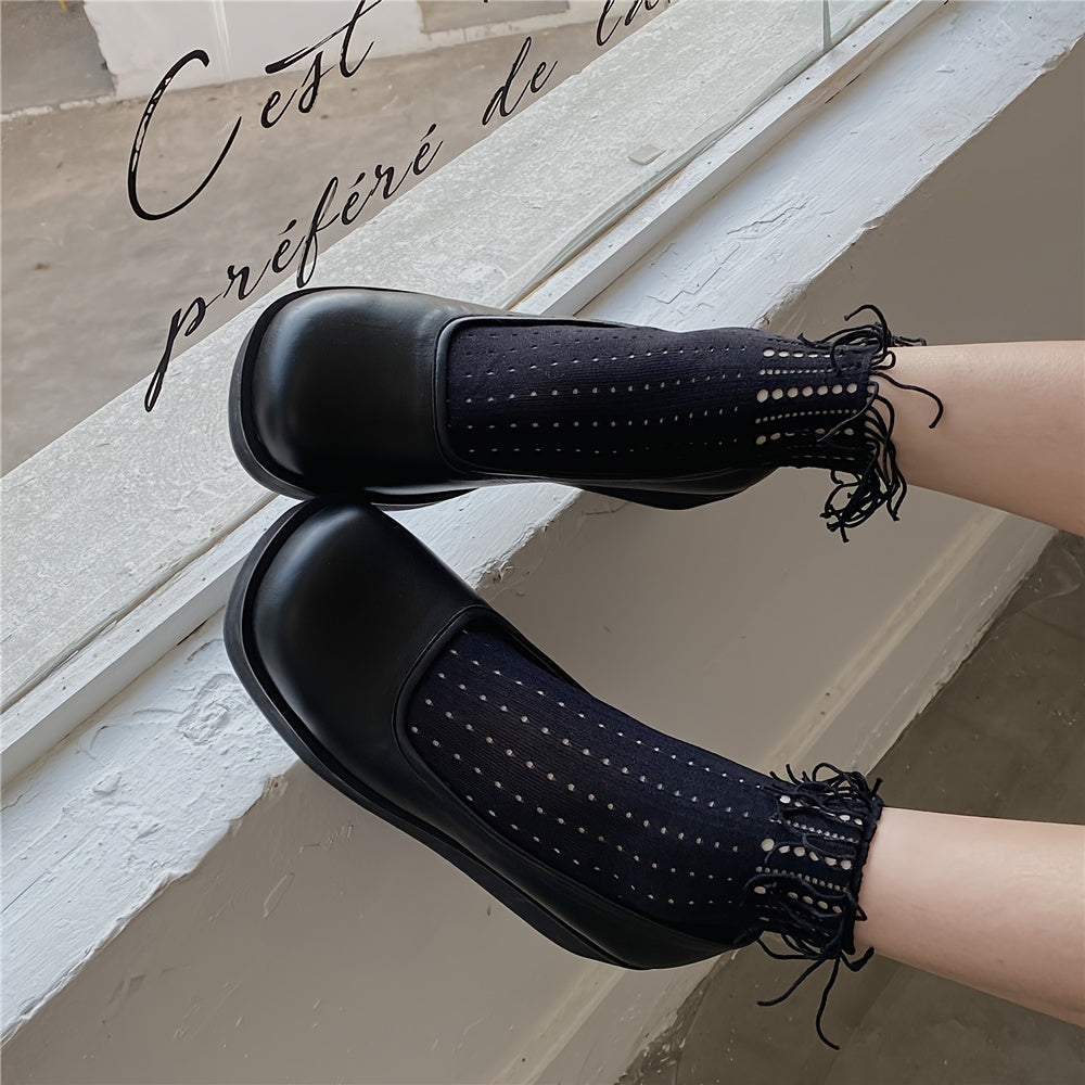 Solid Tassel Socks Comfy Cut Out Stockings Women's Hosiery