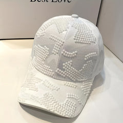 Rhinestone Decor Adjustable Baseball Cap Solid Cotton Sunscreen Dad Hats