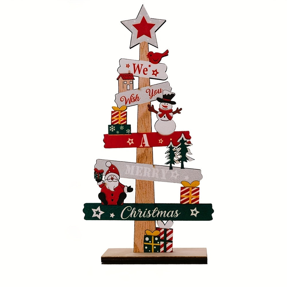 Christmas Tree Santa Claus Wooden Sign Xmas Decoration Party