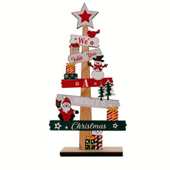 Christmas Tree Santa Claus Wooden Sign Xmas Decoration Party