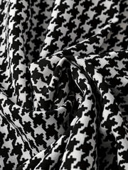  Colorblock Houndstooth Print Round Neck Dress