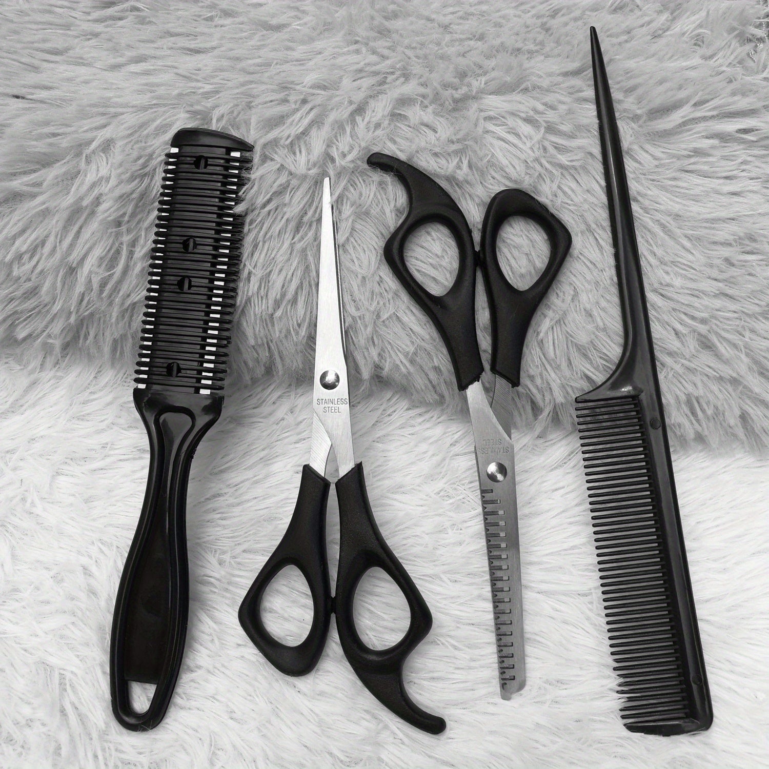 4Pcs Barber Hairdressing Set Scissors Thinning Shears Comb Styling Tools