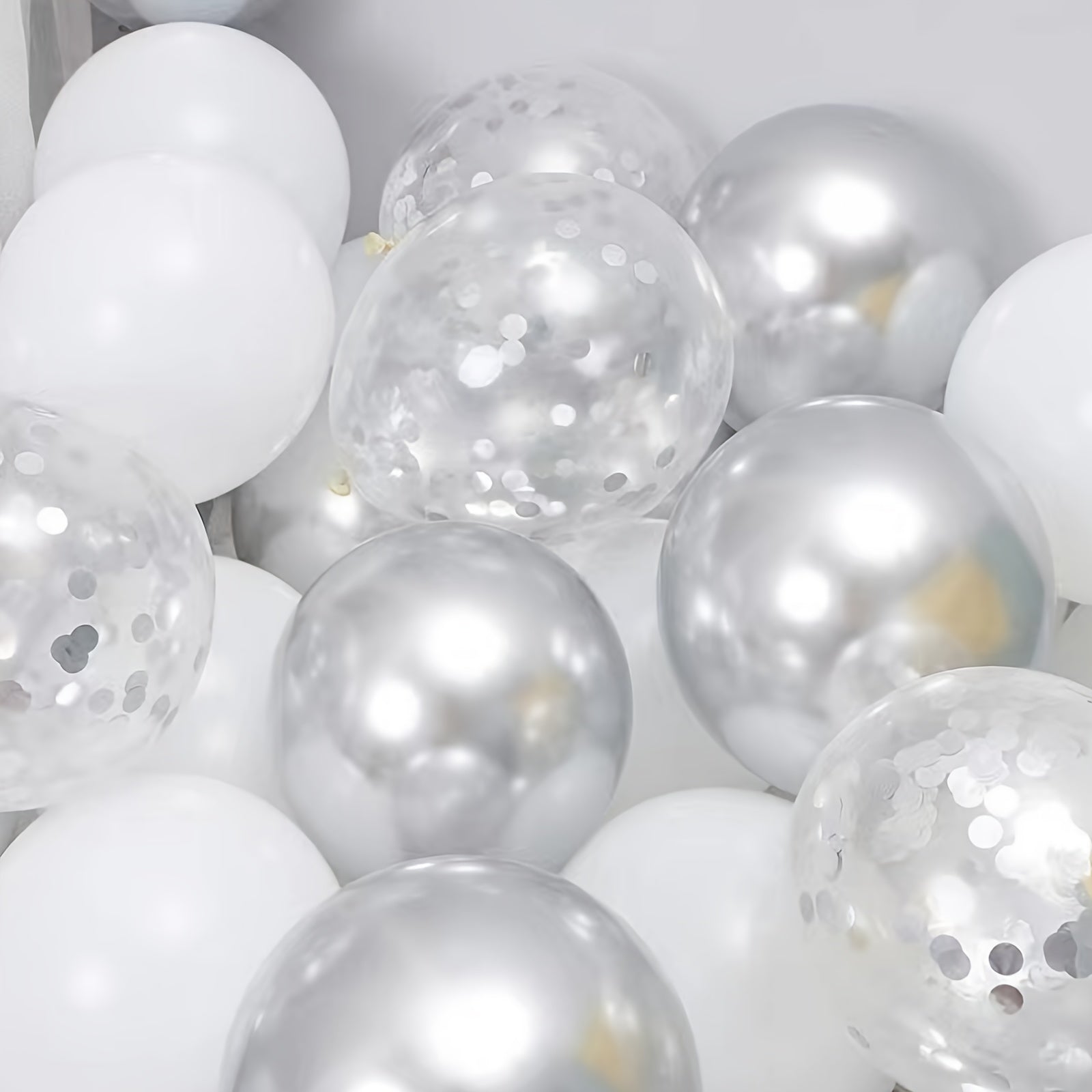 20pcs Silvery Confetti Balloon Set for Birthday Wedding Thanksgiving Year House