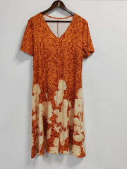 Floral Short Sleeve A-line Maxi Dress Plus Size V-Neck