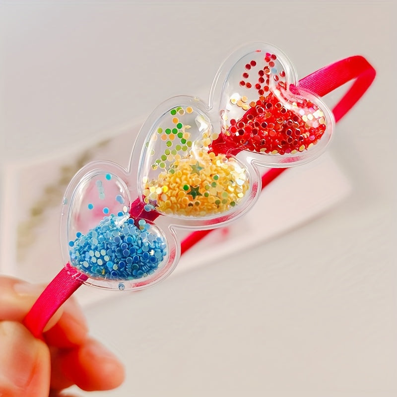 5pcs Colorful Love Headband Transparent PVC Hair Band For Girls