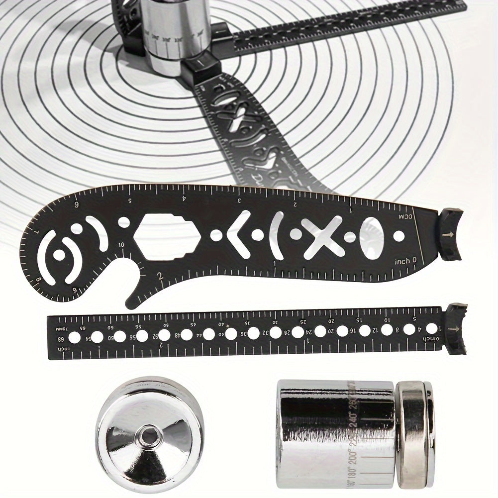 4pcs Geometric Drawing Set Compass & Ruler with Magnetic Feature
