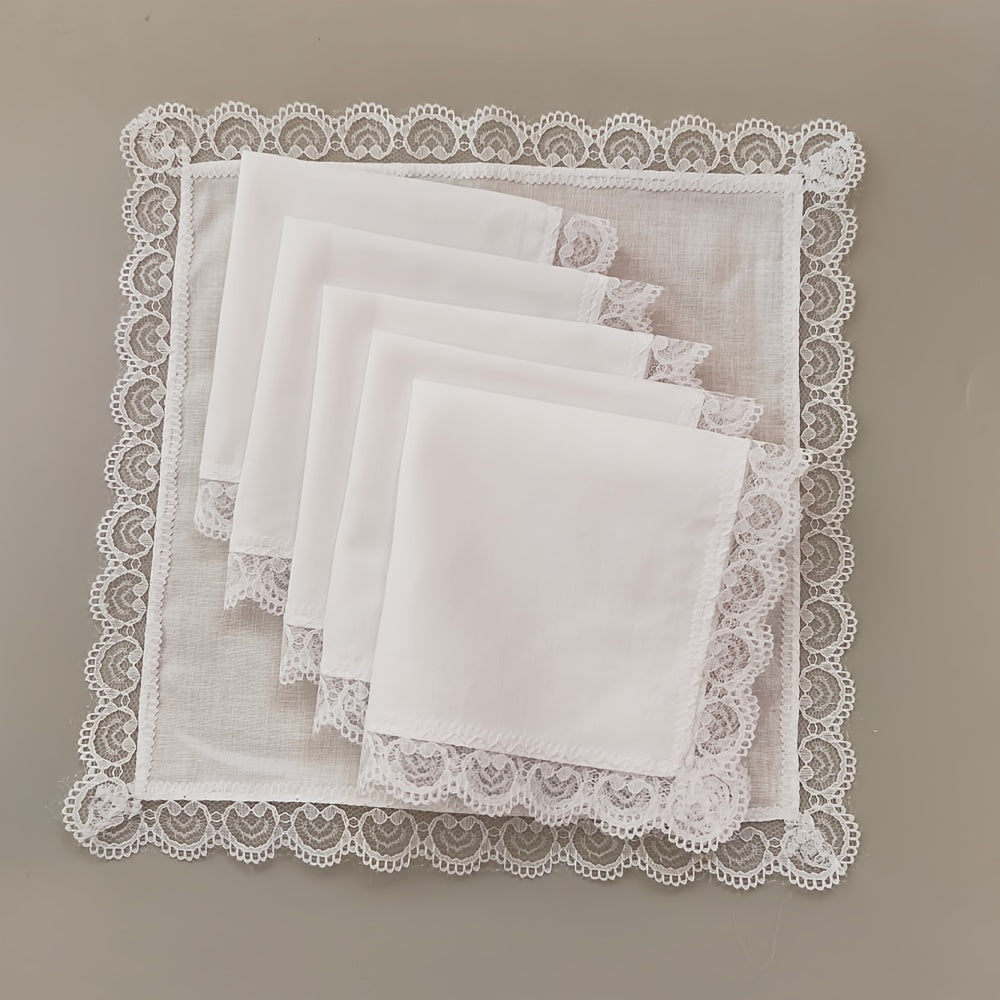 6pcs Lace Trim Handkerchief Set for Wedding Decoration DIY