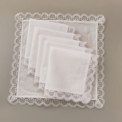 6pcs Lace Trim Handkerchief Set for Wedding Decoration DIY